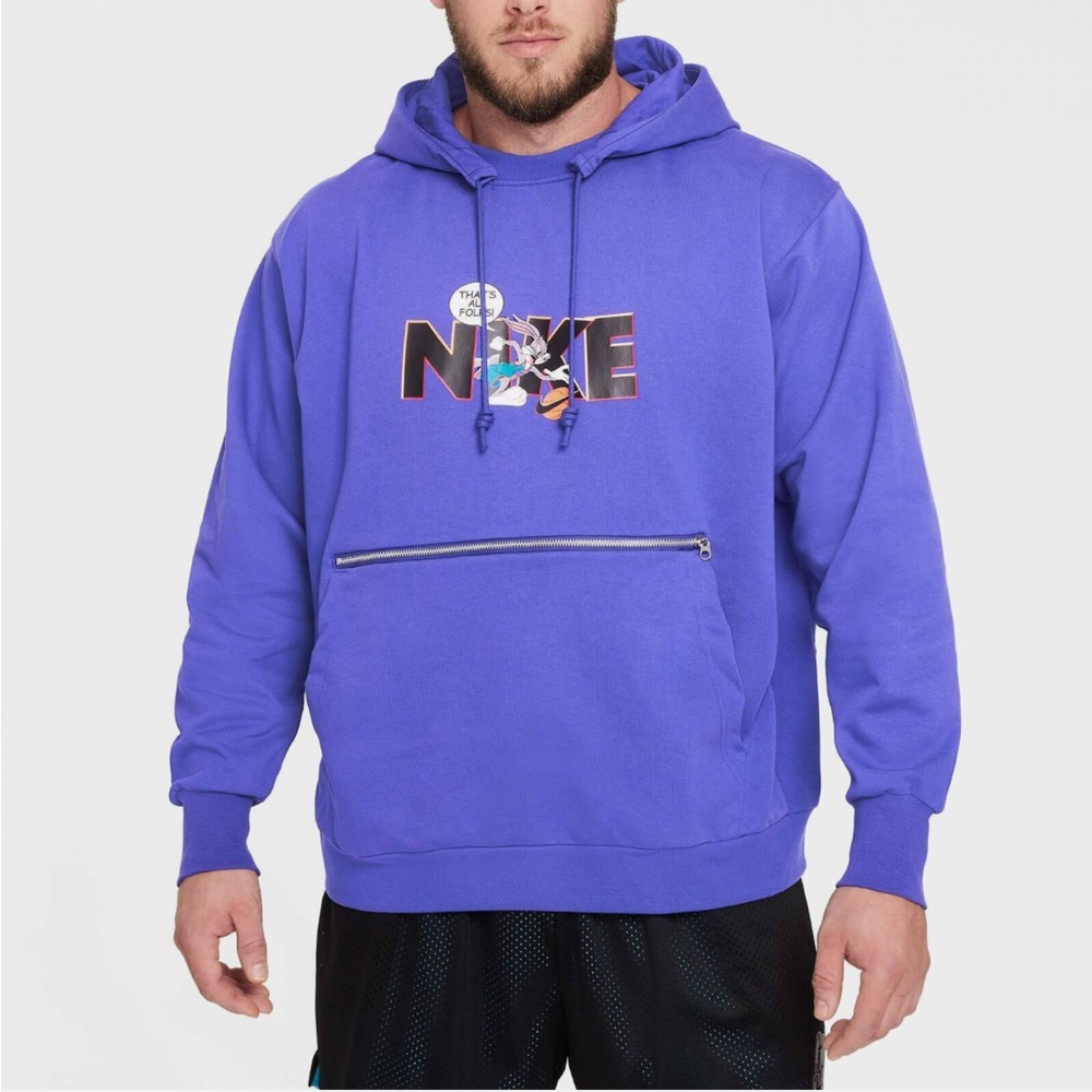 Nike Dri-Fit Space Jam Bugs Bunny Pullover Hoodie Sweater Light Concord Size‎ XL